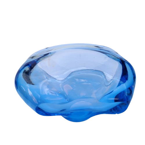 Whitefriars Glass Lobed vase Sapphire Blue James Hogan
