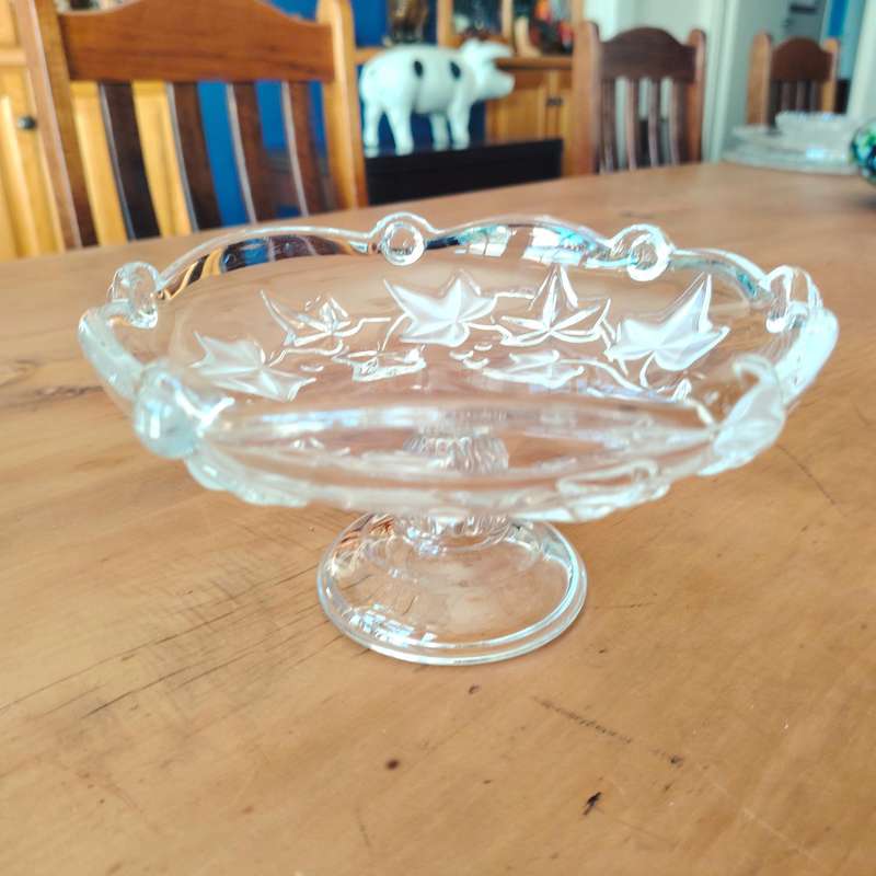 Walther Frosted Clear Glass Trinket Footed Bowl