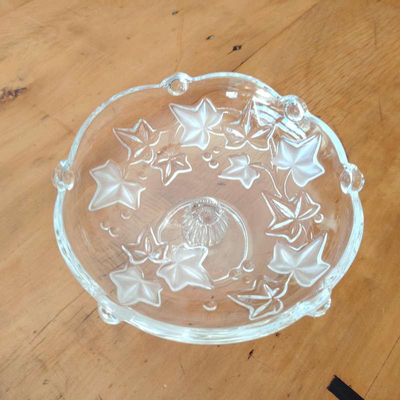Walther Frosted Clear Glass Trinket Footed Bowl