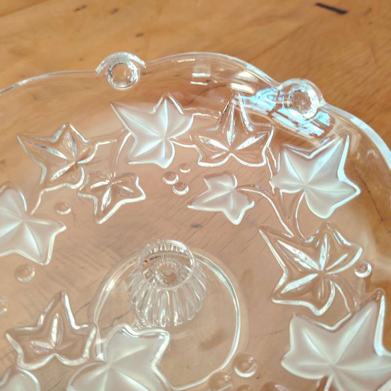 Walther Frosted Clear Glass Trinket Footed Bowl