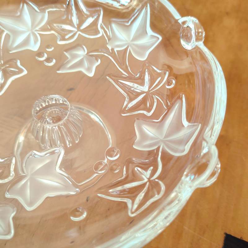 Walther Frosted Clear Glass Trinket Footed Bowl