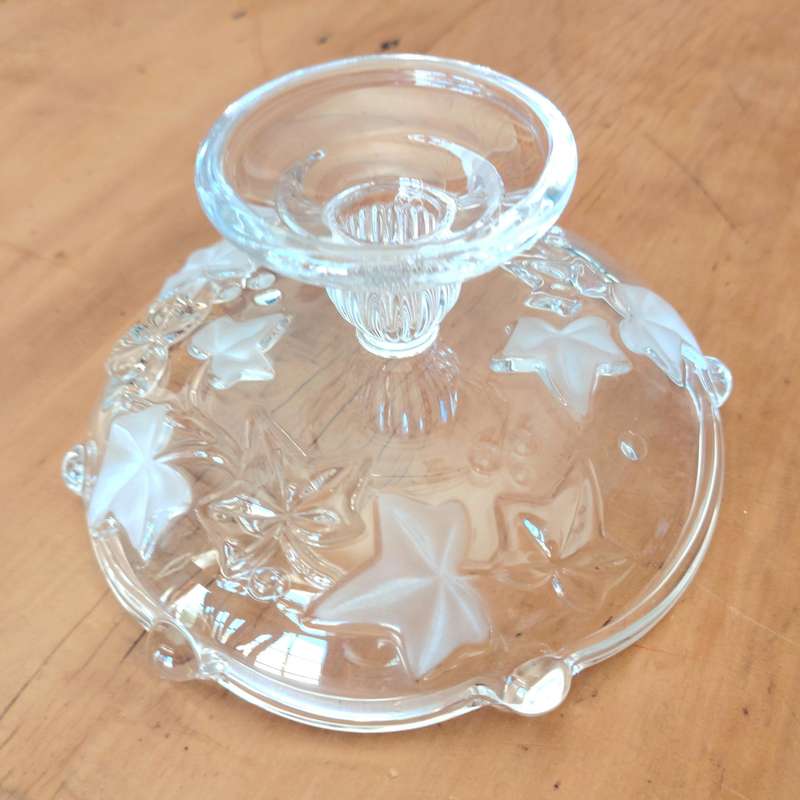 Walther Frosted Clear Glass Trinket Footed Bowl