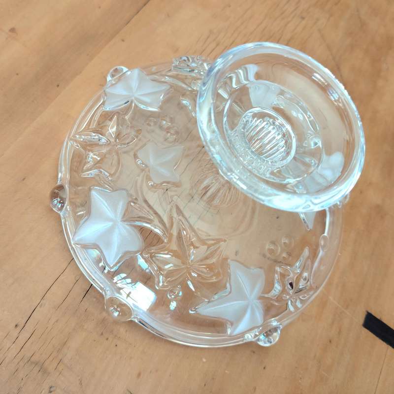 Walther Frosted Clear Glass Trinket Footed Bowl