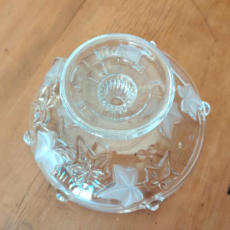 Walther Frosted Clear Glass Trinket Footed Bowl