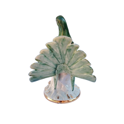Capodimonte porcelain Bird on Branch Gold and green