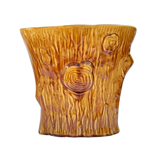 Vintage Treacle Glaze Pottery Vase Embossed Bird Feeding Chicks