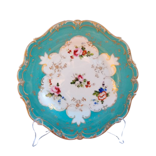 Porcelain Antique Blue Glaze Hand Painted Flowers Plate