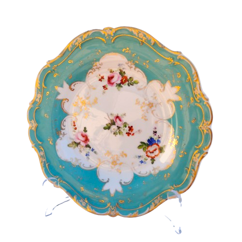 Porcelain Antique Blue Glaze Hand Painted Flowers Plate