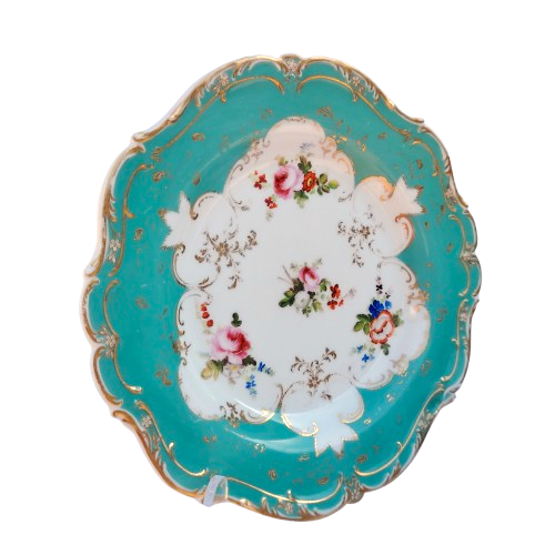 Porcelain Antique Blue Glaze Hand Painted Flowers Plate