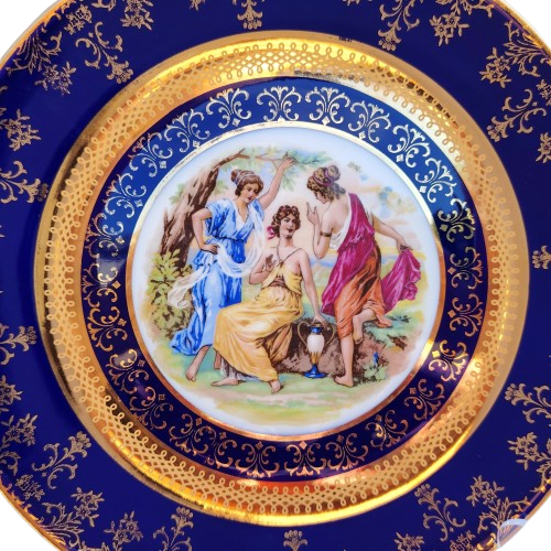 Czechoslovakia Fine Porcelain Cobalt Plate MZ (Moritz Zdekauer)