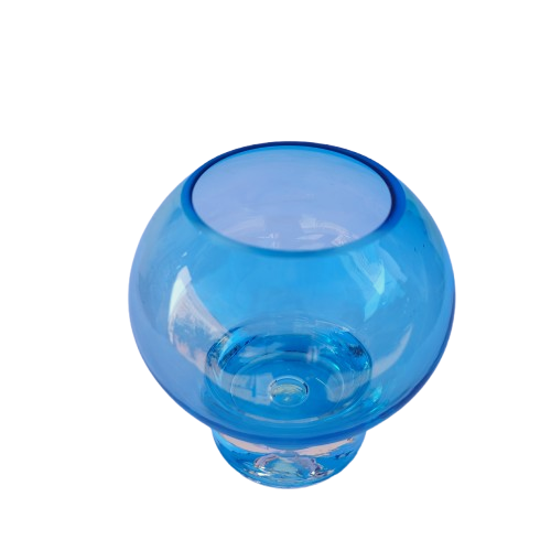 Krosno Poland Blue Crystal Orb Vase Bubble base