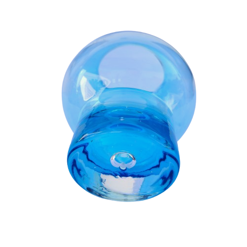 Krosno Poland Blue Crystal Orb Vase Bubble base