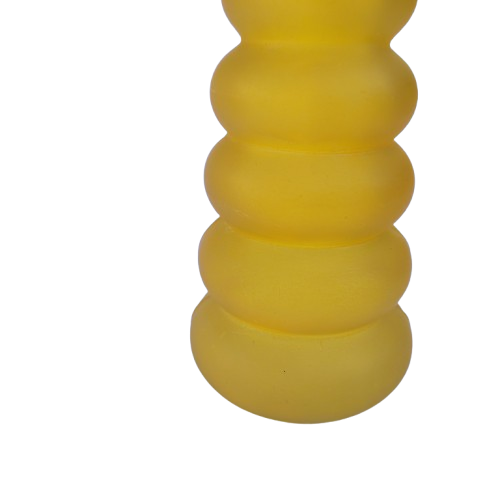 Yellow Frosted Ribbed Glass Bottle