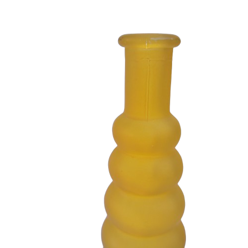 Yellow Frosted Ribbed Glass Bottle