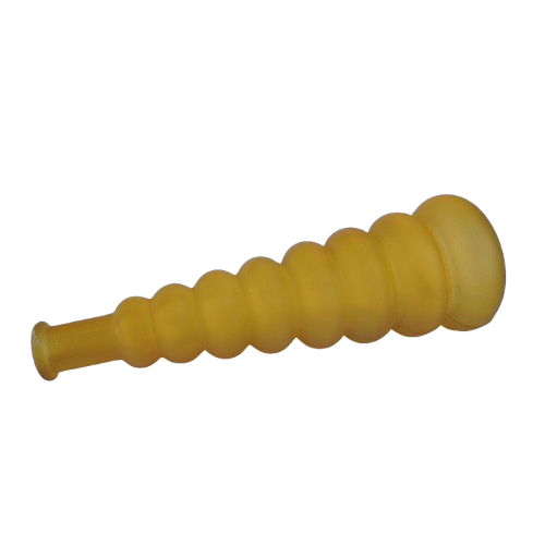 Yellow Frosted Ribbed Glass Bottle