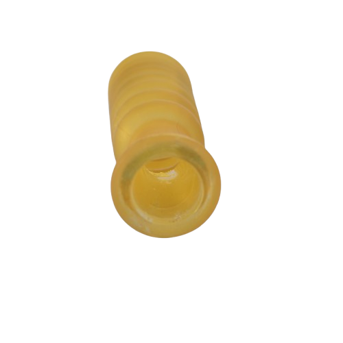 Yellow Frosted Ribbed Glass Bottle