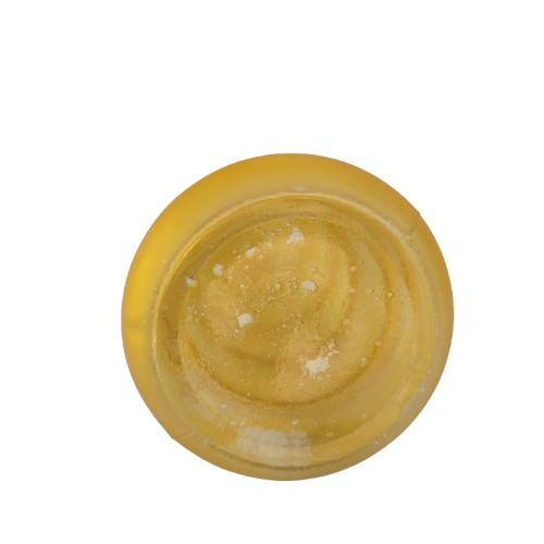 Yellow Frosted Ribbed Glass Bottle