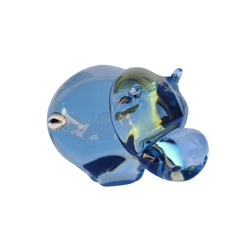 Art Ngwenya Glass Hippo Paperweight Swaziland