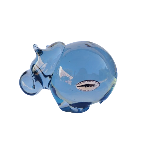 Art Ngwenya Glass Hippo Paperweight Swaziland