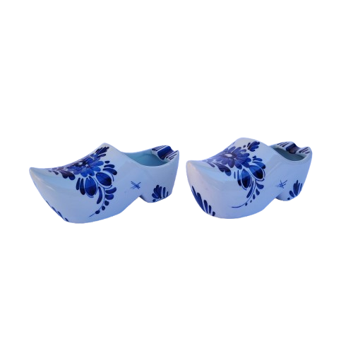 Dutch Delft Pair of Blue and White Boot Clogs
