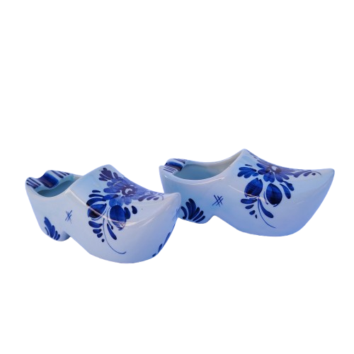 Dutch Delft Pair of Blue and White Boot Clogs