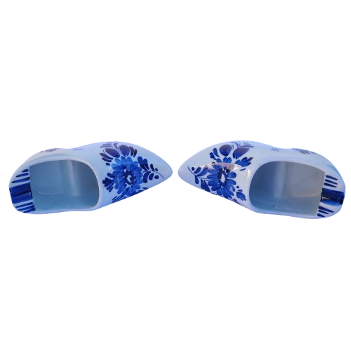 Dutch Delft Pair of Blue and White Boot Clogs