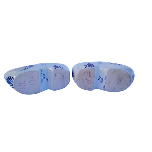 Dutch Delft Pair of Blue and White Boot Clogs