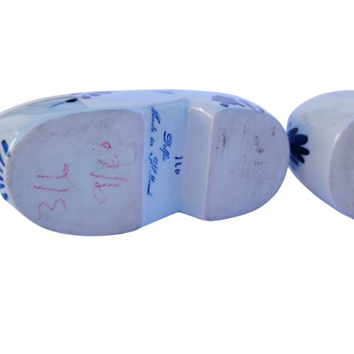 Dutch Delft Pair of Blue and White Boot Clogs