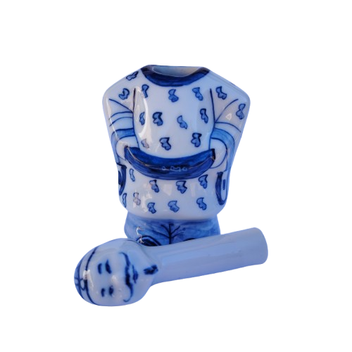 Japanese White and Blue Bottle in the shape of King Fook