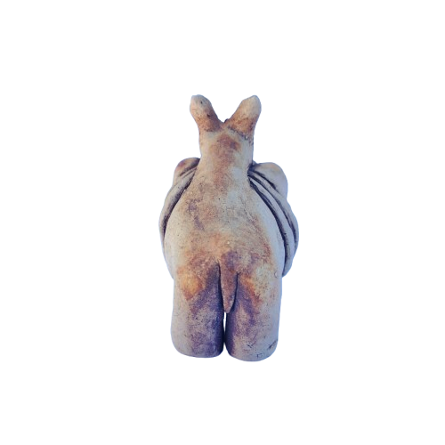 Pottery Clay Rhino Animal Figurine