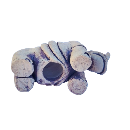 Pottery Clay Rhino Animal Figurine