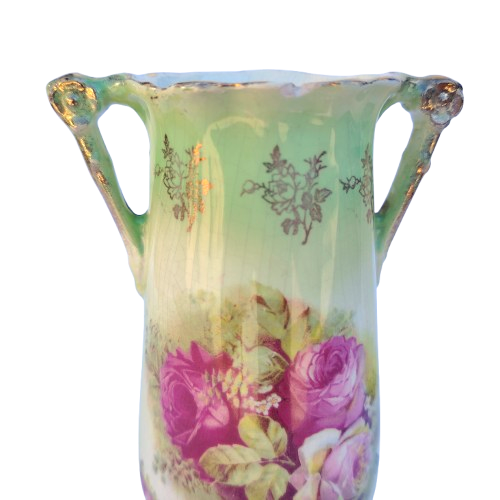 Vintage Pair of Porcelain Handled vases