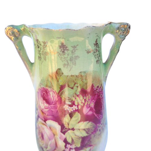 Vintage Pair of Porcelain Handled vases