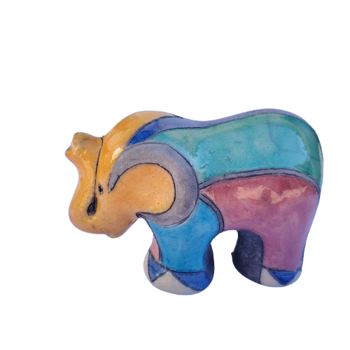 Fantastic Medium Raku Pottery Baby Elephant