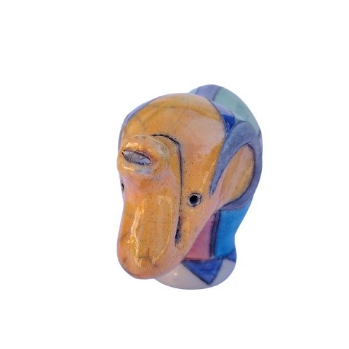 Fantastic Medium Raku Pottery Baby Elephant