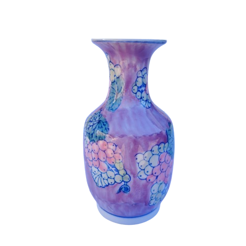 Pink Purple Floral Chinese Porcelain Vase