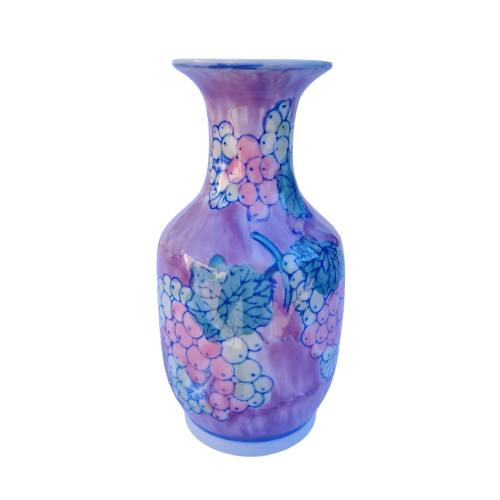 Pink Purple Floral Chinese Porcelain Vase
