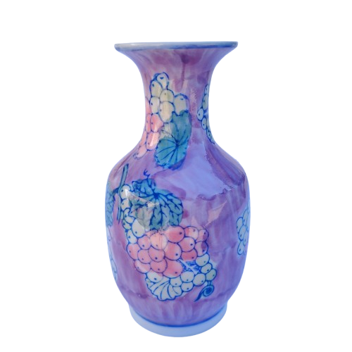 Pink Purple Floral Chinese Porcelain Vase