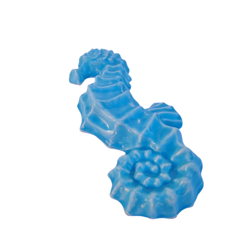 Vintage Ceramic Blue Seahorse Wall Plaque