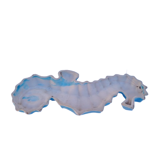 Vintage Ceramic Blue Seahorse Wall Plaque