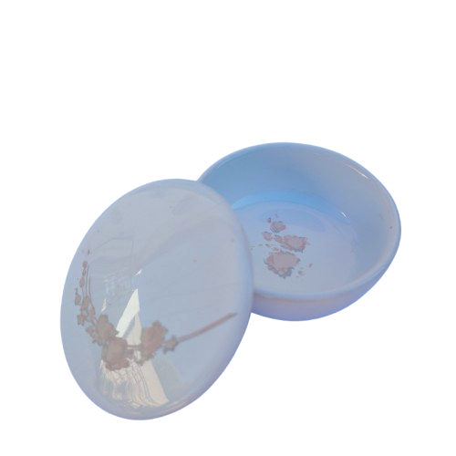 White and Gold Bone China Round Trinket Dish