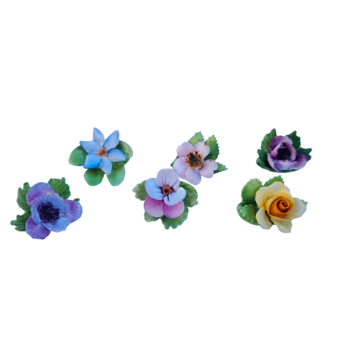 6 Royal Adderley Floral Porcelain Miniature Place-Name Card Holders