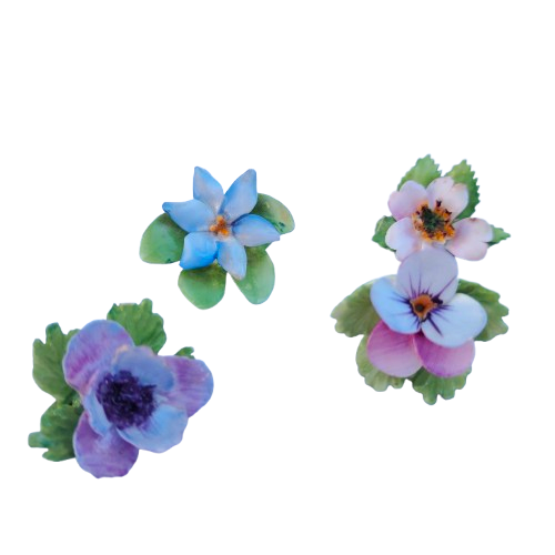 6 Royal Adderley Floral Porcelain Miniature Place-Name Card Holders