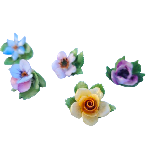 6 Royal Adderley Floral Porcelain Miniature Place-Name Card Holders