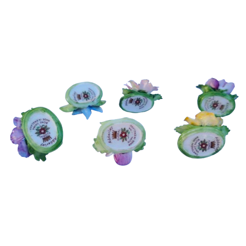 6 Royal Adderley Floral Porcelain Miniature Place-Name Card Holders