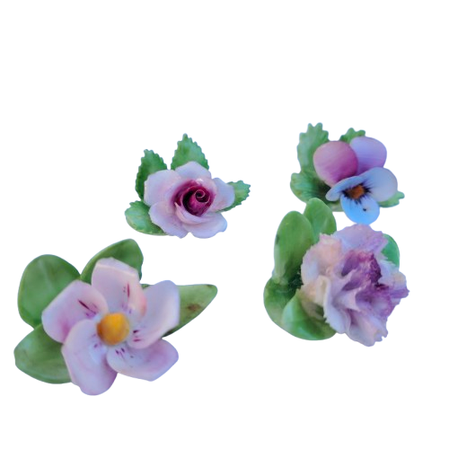 6 Royal Adderley Floral Porcelain Miniature Place-Name Card Holders
