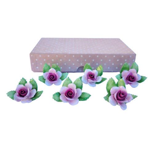 6 Royal Adderley Floral Porcelain Miniature Place-Name Card Holders
