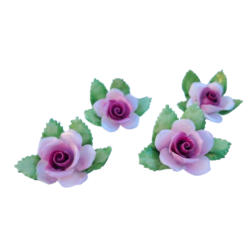 6 Royal Adderley Floral Porcelain Miniature Place-Name Card Holders