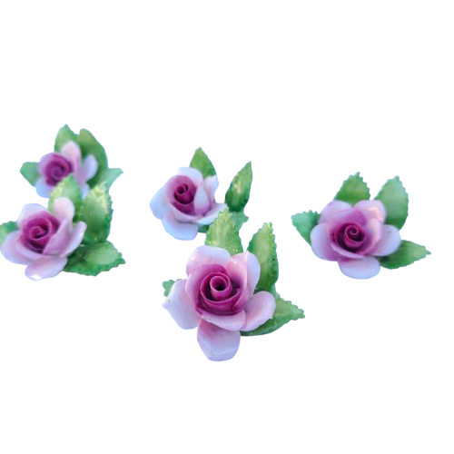 6 Royal Adderley Floral Porcelain Miniature Place-Name Card Holders
