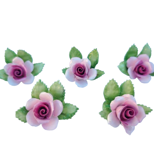 6 Royal Adderley Floral Porcelain Miniature Place-Name Card Holders